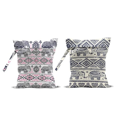 2 Pcs Elephant Gifts Makeup Bag for Women, Elephant Print Wet Bags - color: Multicolor 1486