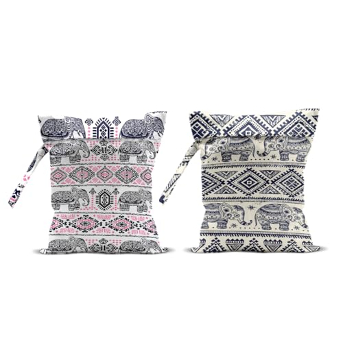 2 Pcs Elephant Gifts Makeup Bag for Women, Elephant Print Wet Bags - color: Multicolor 1486