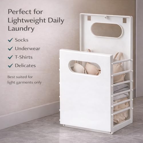 Wall Mounted Laundry Basket, Foldable Slim Hamper for Small Spaces
