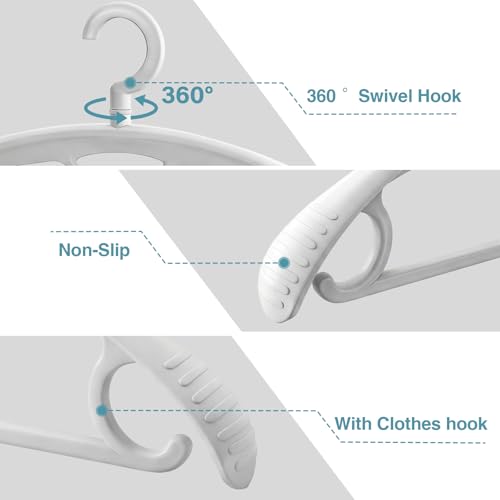 Plastic Clothes Hanger, Extra Thick Plastic Wide Shoulder Adult 360 Degrees Rotate Slip Resistant Standard Clothing Hanger Ideal for Everyday Use Blue 10 Pack - color: Blue 1.3inch Width