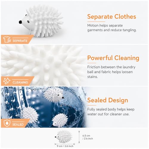 Laundry Hedgehog Ball for Washing Machine, Reusable Laundry Ball Pet Hair Remover for Clothes, Anti-Tangle Washing Ball for Washing Machine, Laundry Cleaning Tool