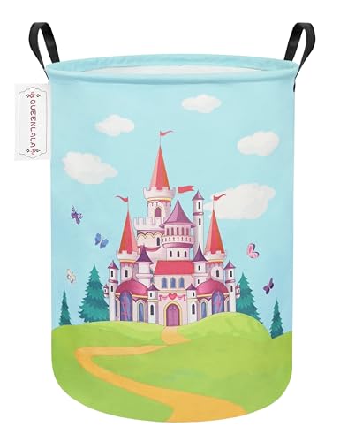 Foldable Waterproof Round Fabric Laundry Basket Home, Forest Castle - color: Round-Forest Castle