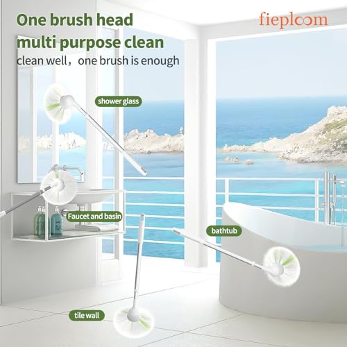 Window Mesh Screen Cleaner & Bathtub Tile Scrubber Brush with 28in Telescopic Handle, Soft Plastic Bristles