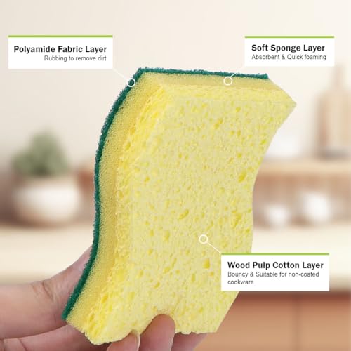 AIDEA Sponges Kitchen-24Count, Heavy-Duty Scrub Sponges, Sponges for Dishes - color: Light-green