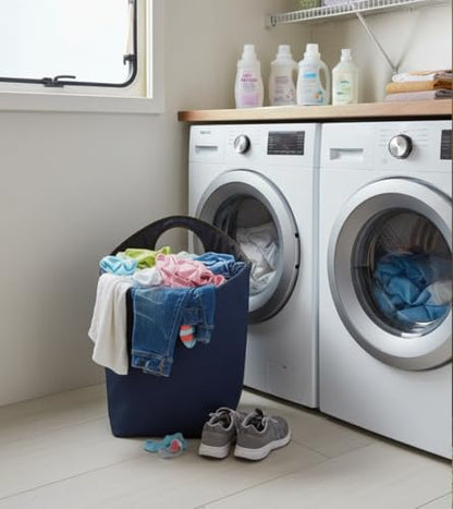 47L Collapsible Laundry Hamper, Waterproof Nylon Fabric - color: Blue, size: 17"L x 9.5"W x 18"H