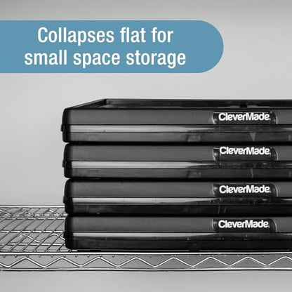 CleverMade Collapsible Utility Crates, 60L Storage Crate, 3 Pack, Obsidian - color: Obsidian, size: 60L - 3 Pack