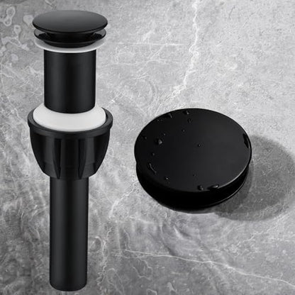 TIORIY Vessel Sink Drain Without Overflow, Plastic Bathroom Pop up Sink Drain Fit for 1 3/4 Inch Vessel Sink, Built-in Anti Clogging Sink Stopper, Matte Black - color: No Overflow Black