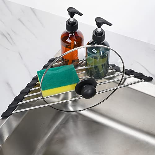 Tomorotec Triangle Roll Up Dish Drying Rack 304 Stainless Steel Black - color: Black
