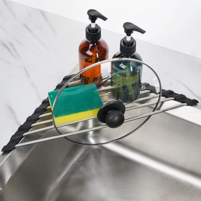 Tomorotec Triangle Roll Up Dish Drying Rack 304 Stainless Steel Black - color: Black