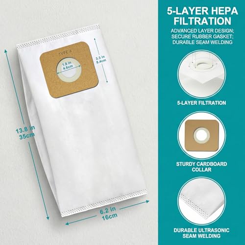 HEPA Vacuum Bags for Simplicity Type A, S20EZM S20E S20SC 5000 6000 Series