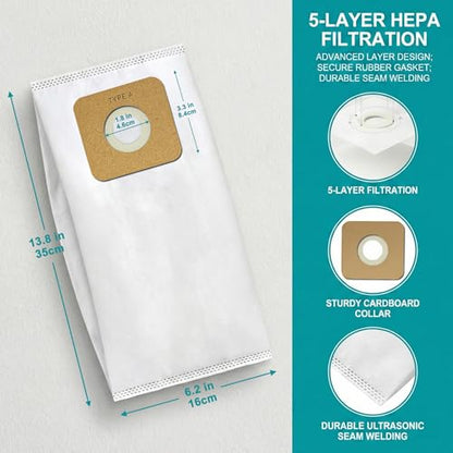 HEPA Vacuum Bags for Simplicity Type A, S20EZM S20E S20SC 5000 6000 Series