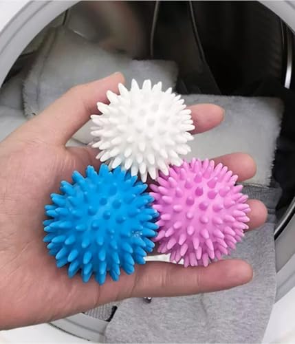 6 Pcs Reusable Dryer Balls Laundry Wash Dryer Balls Anti-Static Fabric Softener Laundry Washing Ball, Laundry Accessories (Pink,White,Blue)