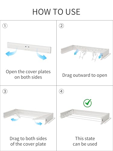 JOOM Wall Mounted Clothes Drying Rack,31.5 Inch Foldable Rack,White,Poles - size: 31.5in-P