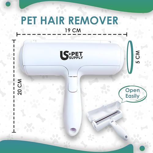 Pet Hair Remover Roller -Reusable, Self Cleaning Lint Roller for Pet Hair Removal on Furniture, Carpets, Clothes & Car Seats-Dog & Cat Hair Remover No Sticky Tapes (White) - color: White