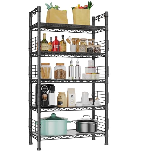 FUTASSI Large Metal Storage Rack, Storage Organizer Shelves for Kitchen - color: Black, size: 9.4 x 29.5 x 59.2