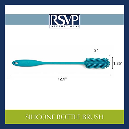 RSVP International Kitchen Scrubber Collection Dishwasher Safe, Silicone Bottle Brush, 12.5", Turquoise - color: Turquoise, size: Silicone Bottle Brush, 12.5"