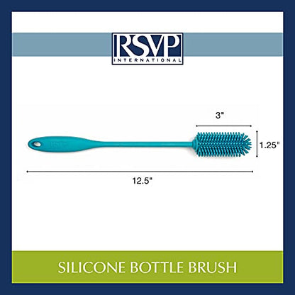 RSVP International Kitchen Scrubber Collection Dishwasher Safe, Silicone Bottle Brush, 12.5", Turquoise - color: Turquoise, size: Silicone Bottle Brush, 12.5"