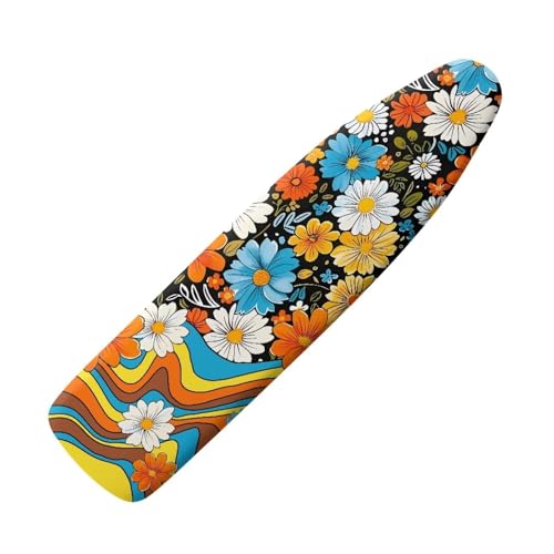 Hippie Floral Ironing Board Cover with Padding Standard Size Ironing Board Dustproof Covers Table Top Ironing Board Sleeve with Elastic Edge Ironing Pad Cover Home Decor for Women - color: Hippie Floral