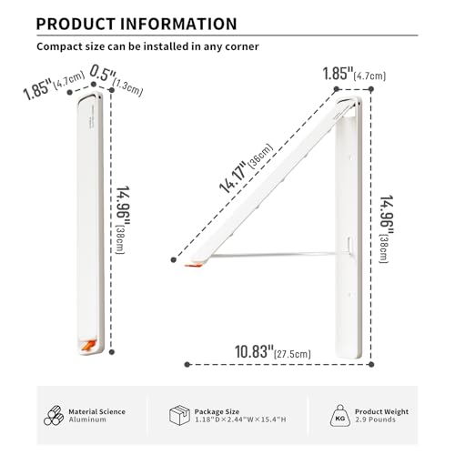 Folding Clothes Hanger Rack Wall mounted for Laundry Clothes Drying Rack - color: White, size: 2 Rack