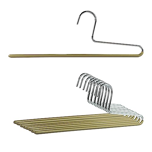 Mawa by Reston Lloyd Non-Slip Space Saving Clothes Hanger with Single Rod for Pants, Style KH/1, Set of 10, Gold - color: Set of 10, size: Gold