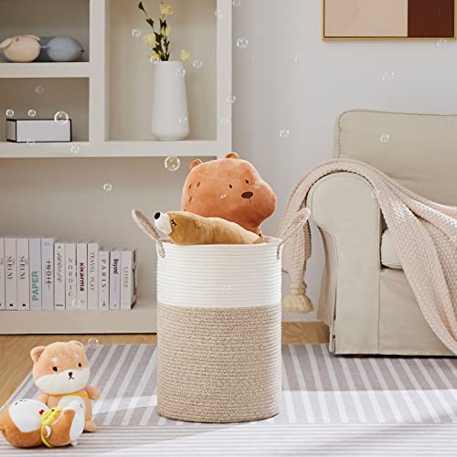 VIPOSCO 58L Tall Woven Laundry Basket Hamper, White Brown - color: Brown, size: 58L