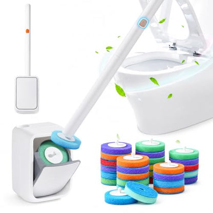 Disposable Toilet Brush System with Wall Mounted Holder, Toilet Wand Kit with 28 Refills, Deep Cleaning Toilet Bowl Cleaner Wand Set, Hygienic Touch-Free Bathroom Cleaning Tool
