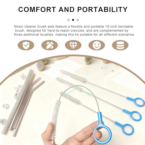 Straw Cleaner Brush Set Include 2 Size(12+10 Inch),Straw Brush Cleaner with 3mm Thick 304 Steel Wire,Straw Cleaning Brush for Baby Bottle,Stanley Straw Cleaner Brush for 20/30/40oz Stanley Cups.