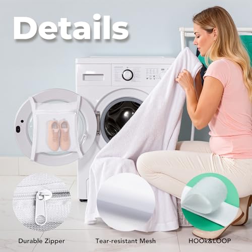 Shoe Dryer Bag, Mingting Large Wash Dry Net Bag 15.7x15.7 Inch for Sneaker Shoes Laundry Dryer Bags with Zipper and Strap for Most Dryers Door,White(1 Pack) - style: 1 Pack Shoe Dryer Bag
