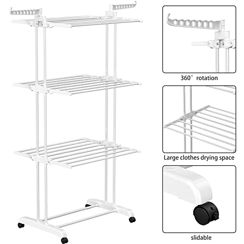 HOMIDEC Clothes Drying Rack, 4-Tier(67.7" H) Foldable Drying Rack Clothing - color: White