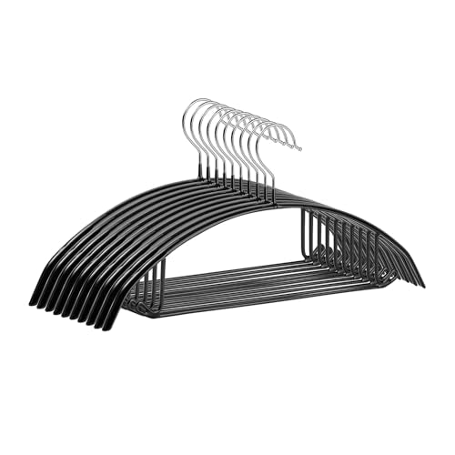 Premium PVC Sweater Hangers 20 Pack Heavy Duty- Non Slip No Shoulder Bump Suit Hanger -Chrome Hooks,Space Saving Clothes Rounded Shape for Coat,Jackets,Pants,Golf T Shirts (20, Silver/Black) - color: Silver/Black