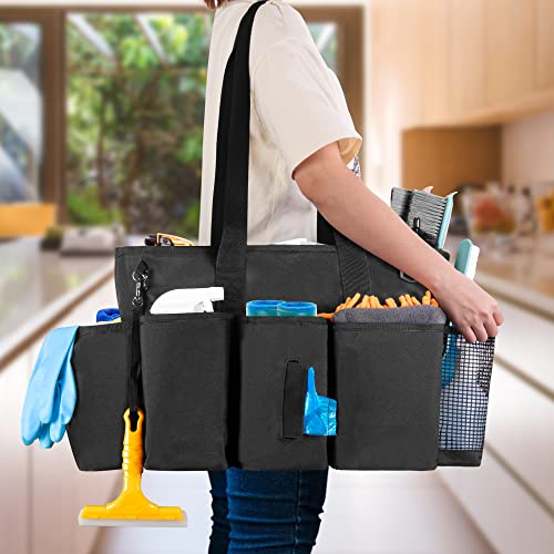 LoDrid Professional Cleaning Tote Caddy for Cleaning Supply, Black - color: Black