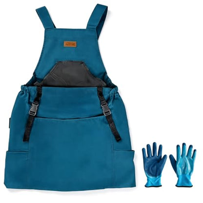 Gardening Apron with Pockets and Gloves, Waterproof Harvest Apron for Women