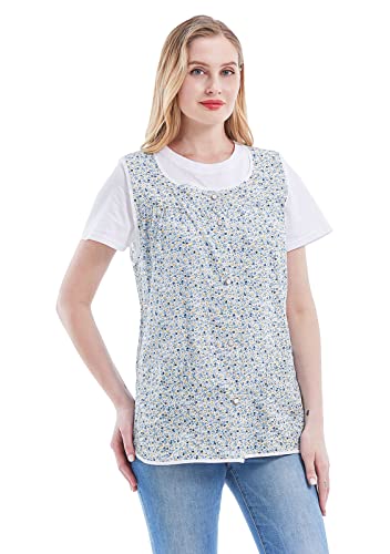 Nanxson Cobbler Apron for Women with Pockets,Cotton Smock with Buttons - color: Blueflower, size: XX-Large