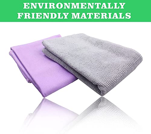 Norwεx Basic Package - Window Cleaning Cloth (Purple) and EnviroCloth (Grey), Microfiber Cleaning Cloth, Streaks Schatches Free, Just Add Water (Purple 1 Pack, Grey 1 Pack). - color: Purple and Grey
