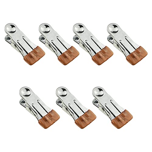 Hahiyo Stainless Steel Clothespins Sock Clip Laundry 2.2inch Length with Spring Strong Grip Windproof Easy Pinch Hang Handy Save Space Not Damage Leave Pinch Mark for Clothesline Towel Gold 7PCS - color: Gold-7p