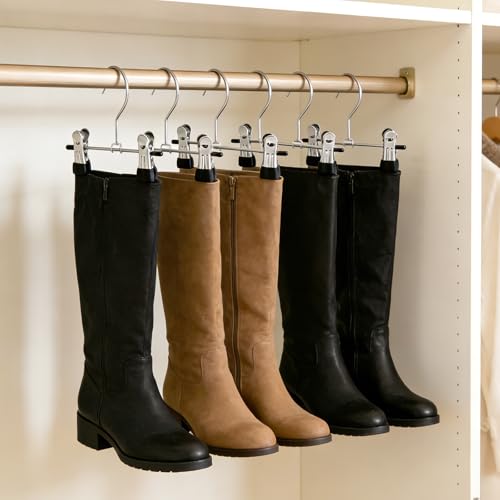 10PCS Boots Hangers with 2 Adjustable Clips, Stainless Steel