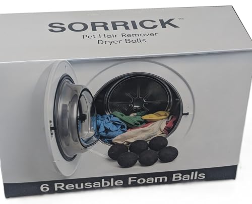 Sorrick Pet Hair Remover for Laundry – Reusable Dryer Balls Lint & Fur Remover for Clothes, Washer & Dryer Safe, Gentle Fabric Cleaner, 6 Pack