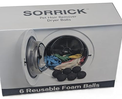 Sorrick Pet Hair Remover for Laundry – Reusable Dryer Balls Lint & Fur Remover for Clothes, Washer & Dryer Safe, Gentle Fabric Cleaner, 6 Pack