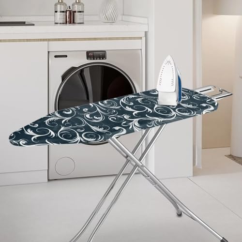 Dust Heat Resistant Ironing Board Cover, Vintage Flowers Print Ironing Board Protector Applied Standard Size, Soft Comfy Iron Board Cover, Easy Installation - color: Vintage Flowers - Black and White