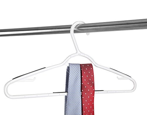 Finnhomy 50 Pack Plastic Hangers, Clothes Hangers with Non-Slip Pads, Space Saving Easy Slide Organizer, Clothes Hanger for Bedroom Closet Wardrobe, Great for Shirts, Pants, Scarves