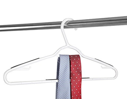 Finnhomy 50 Pack Plastic Hangers, Clothes Hangers with Non-Slip Pads, Space Saving Easy Slide Organizer, Clothes Hanger for Bedroom Closet Wardrobe, Great for Shirts, Pants, Scarves