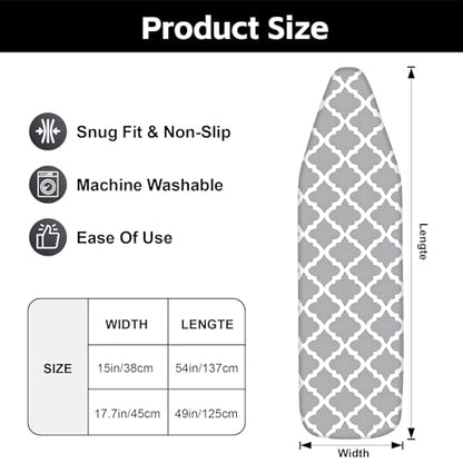 BVBOX Ironing Board Cover, Standard Size Iron Board Covers with Heavy Duty Adjustable Elastic Edges, Heatproof Ironing Board Covers for Smooth Ironing - color: Modern Botanical Leaves