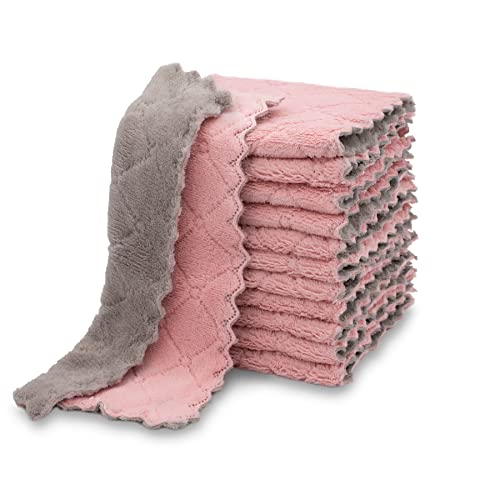 kimteny 12 Pack Dish Cloths for Washing Dishes - color: Pink-grey