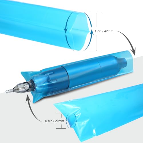 200pcs Tattoo Pen Machine Covers 7.5x2.7 Inch Tattoo Machine Covers Bags Sleeves for Cartridge Pen Tattoo Machine Accessories, Kits & Supplies (Large) - color: Clear Blue