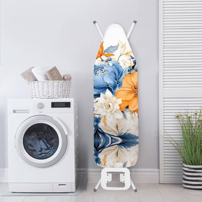 Flashideas Flower Ironing Board Cover and Pad 15x54 Inch Standard Ironing Board Cover with Elastic Edge and Hook and Loop Fasteners Scorch and Stain Resistant Cotton - color: Flower 1