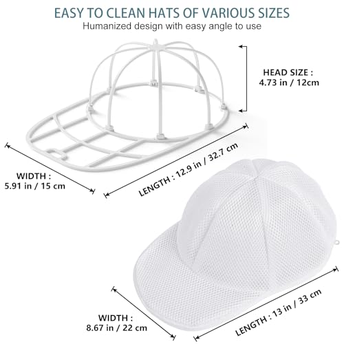 Eiito Hat Washer Cage for Washing Machine,2PCS Hat Cleaner for baseball cap - color: White 2pack