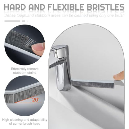Crevice Cleaning Brush Bathroom Tile Groove Gap Cleaning Brush Premium Crevice Cleaning Tool Aluminum Support with 15° Angled Head-Grout Thin Brush,Kitchen & Bathroom Tool (5PCS) - color: 3pcs