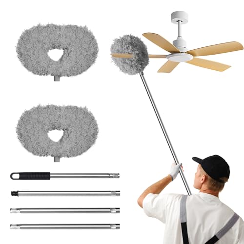 Storystore Ceiling Fan Cleaner Duster, Adjustable Microfiber Duster - color: Round&round-grey, size: 4.2FT