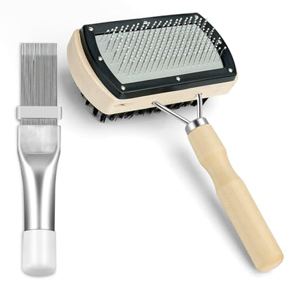 Air Conditioner Coil Cleaning Brush Kits - Double Sided HVAC Brush AC Coil Cleaner Brush and Metal Radiator Fin Comb Compatible with Air Conditioner HVAC Fin Comb Straightener