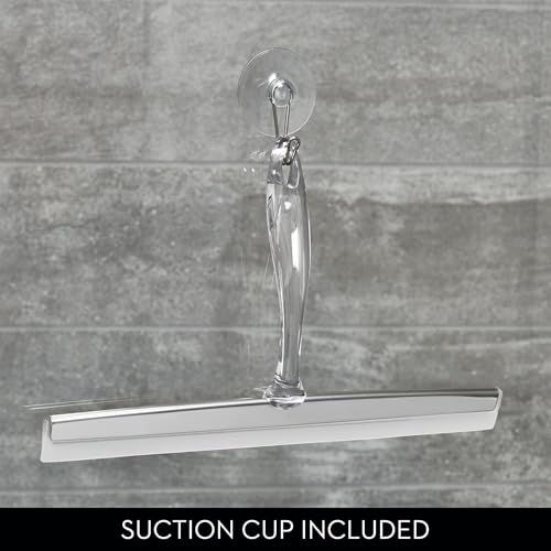 iDesign Bathroom Shower Squeegee, Set of 2, Clear/Stainless Steel - color: Clear/Stainless, style: Pack of 2
